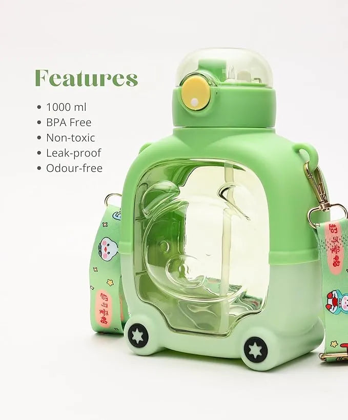 Cute Sipper Water Bottle with Straw and Strap Water Bottles