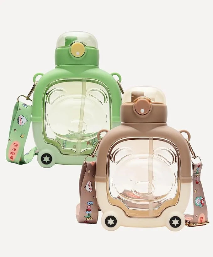 Cute Sipper Water Bottle with Straw and Strap Water Bottles