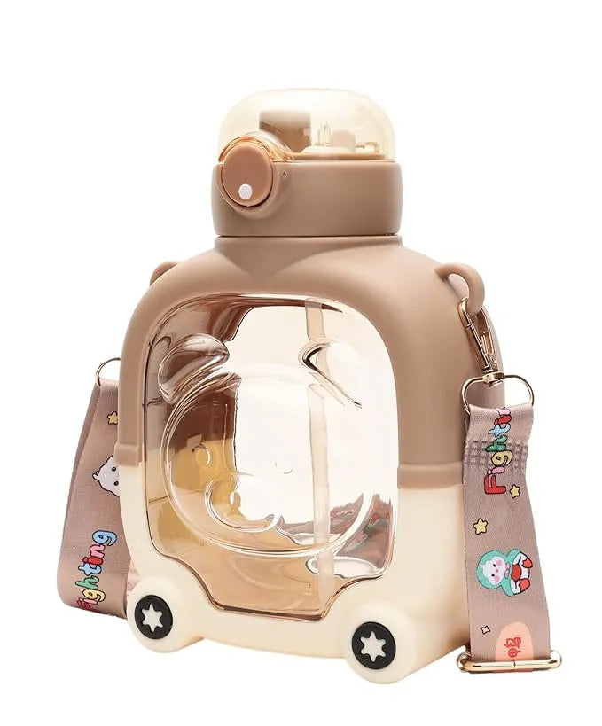 Cute Sipper Water Bottle with Straw and Strap Water Bottles