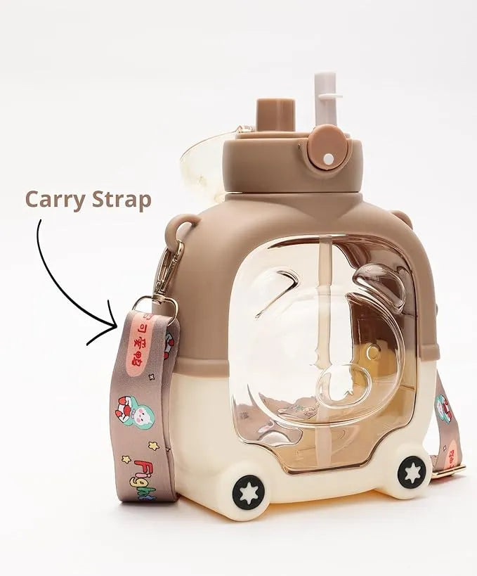 Cute Sipper Water Bottle with Straw and Strap Water Bottles
