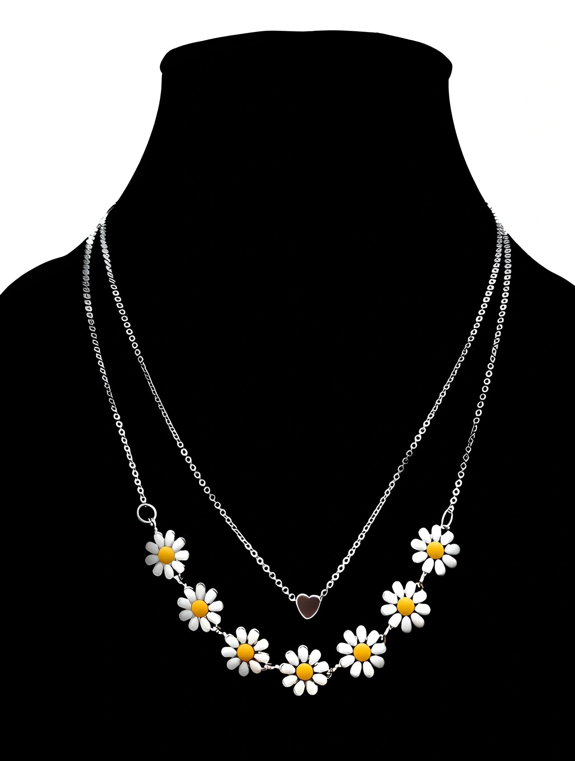Daisy Heart Layered Necklace