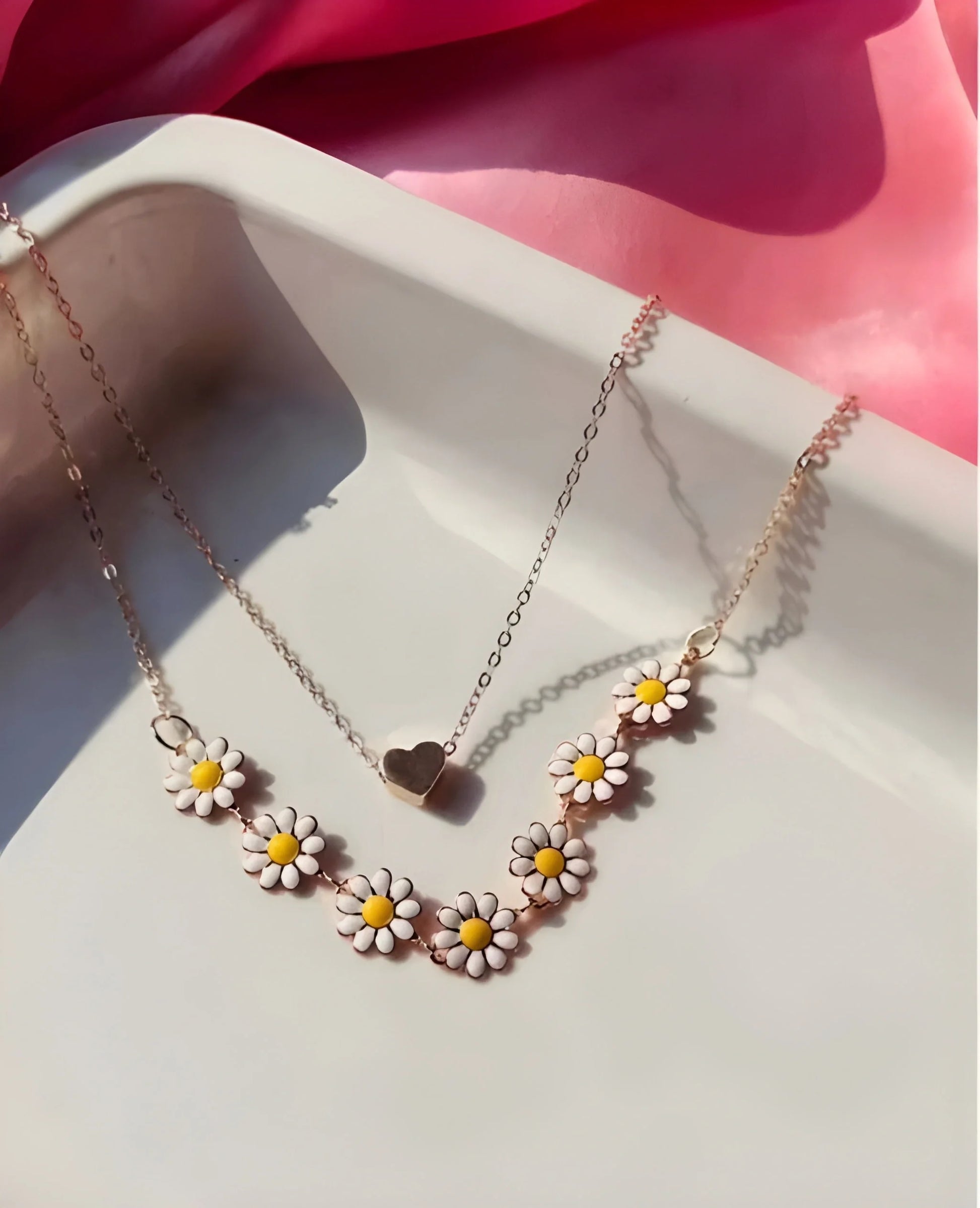 Daisy Heart Layered Necklace