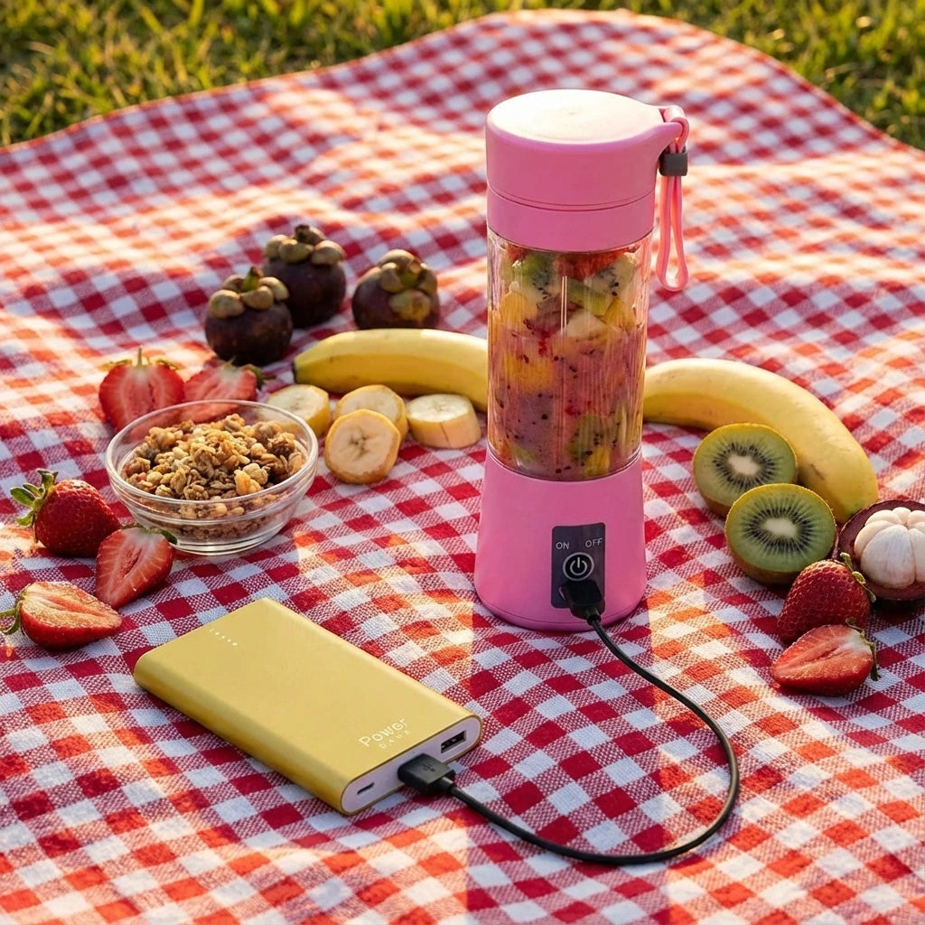 Portable Electric USB Juice Maker Bottle | Blender Grinder Mixer | Rechargeable Bottle with 6 Blades With Magnate