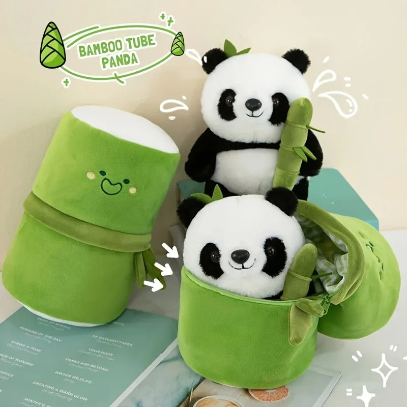 Cute Panda Plush with Bamboo