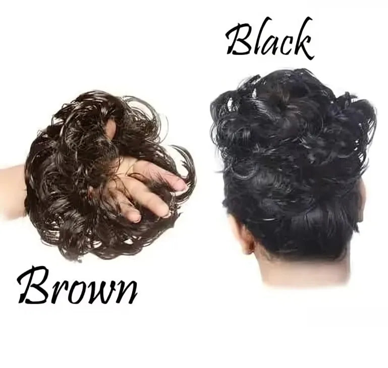 Elastic Artificial Hair Bun Brown & Black (Pack of 2)