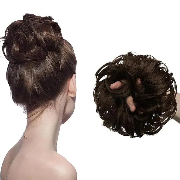 Elastic Artificial Hair Bun Brown & Black (Pack of 2)