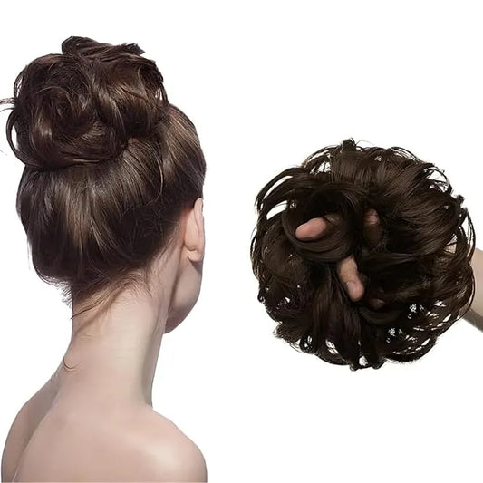 Elastic Artificial Hair Bun Brown & Black (Pack of 2)