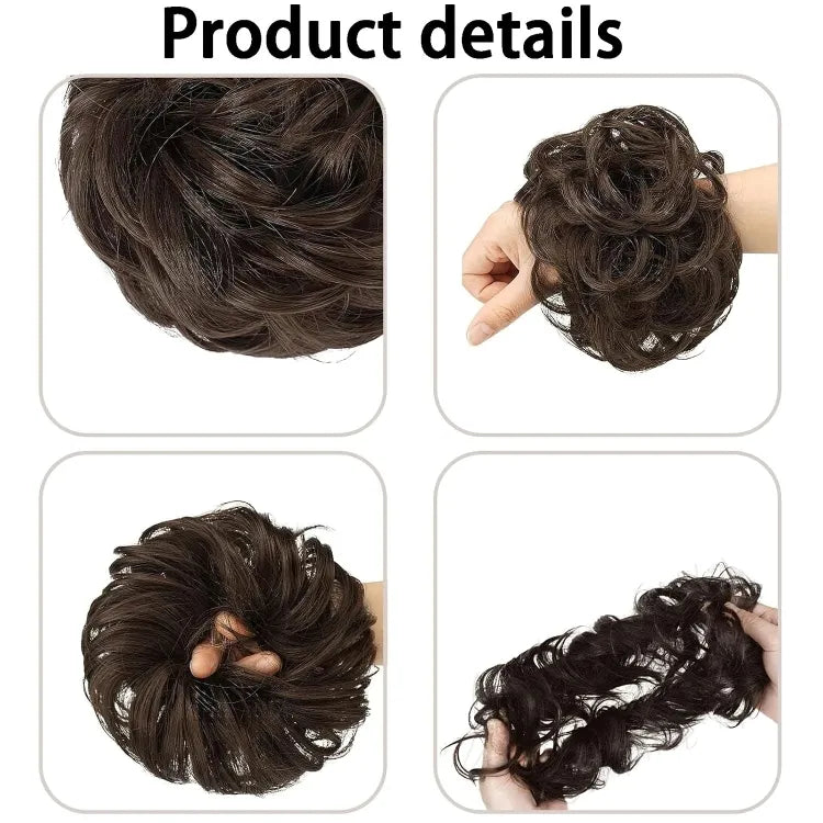 Elastic Artificial Hair Bun Brown & Black (Pack of 2)