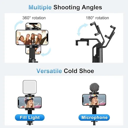 Extendable Flash 3 in 1 Selfie Stick Tripod with Bluetooth Remote