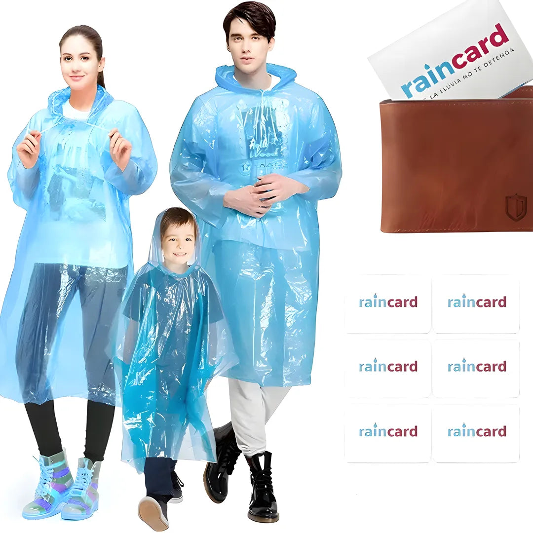 FULLY Reusable Wallet Rain Card Rain Coat for Adults (Set of 5) Multicolour