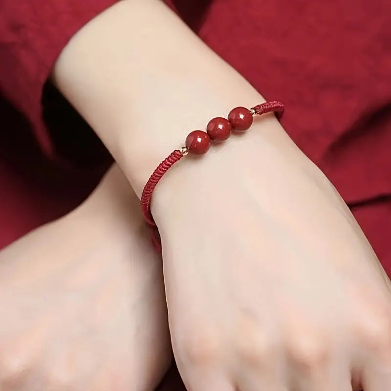 Hand Woven Cinnabar Small Beads Bracelet jewelry