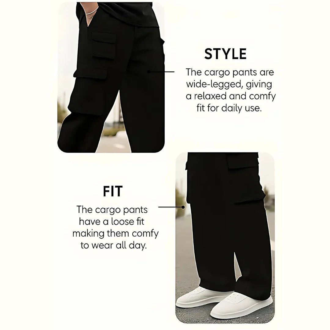 Men’s Solid Cargo Pant Black