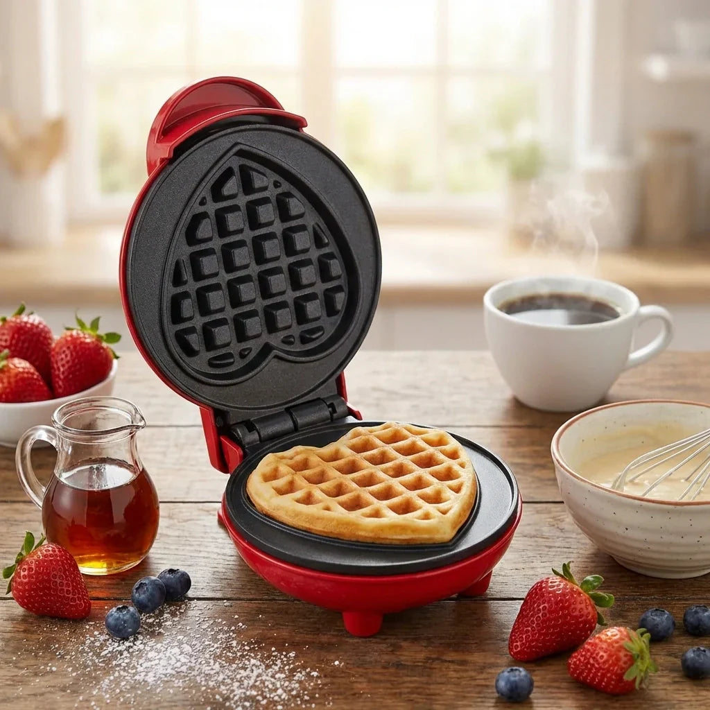 Best mini waffle maker machine iron home appliances kitchen gift easy to clean on-stick surfaces perfect breakfast