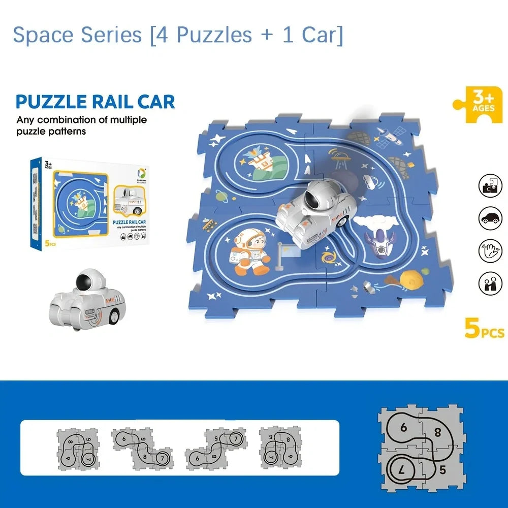 Puzzle Rail car Race Slot Car Track Set Kids Learning