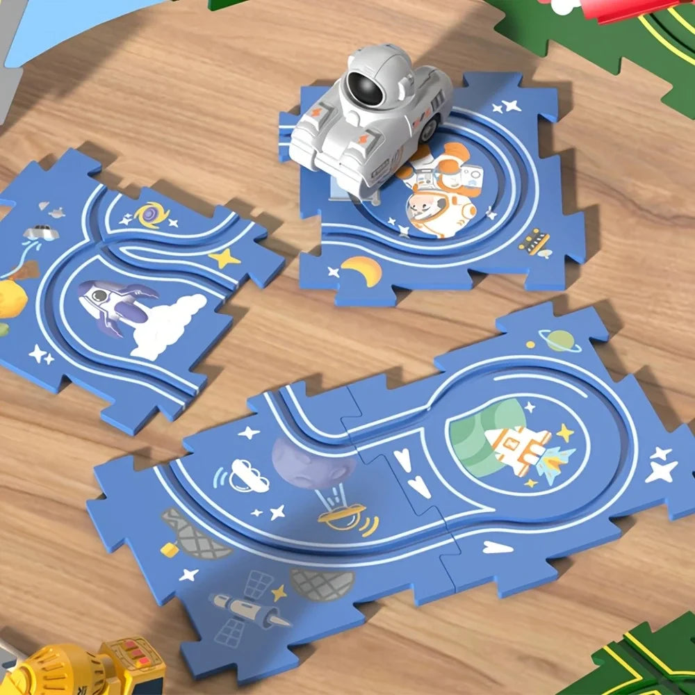 Puzzle Rail car Race Slot Car Track Set Kids Learning