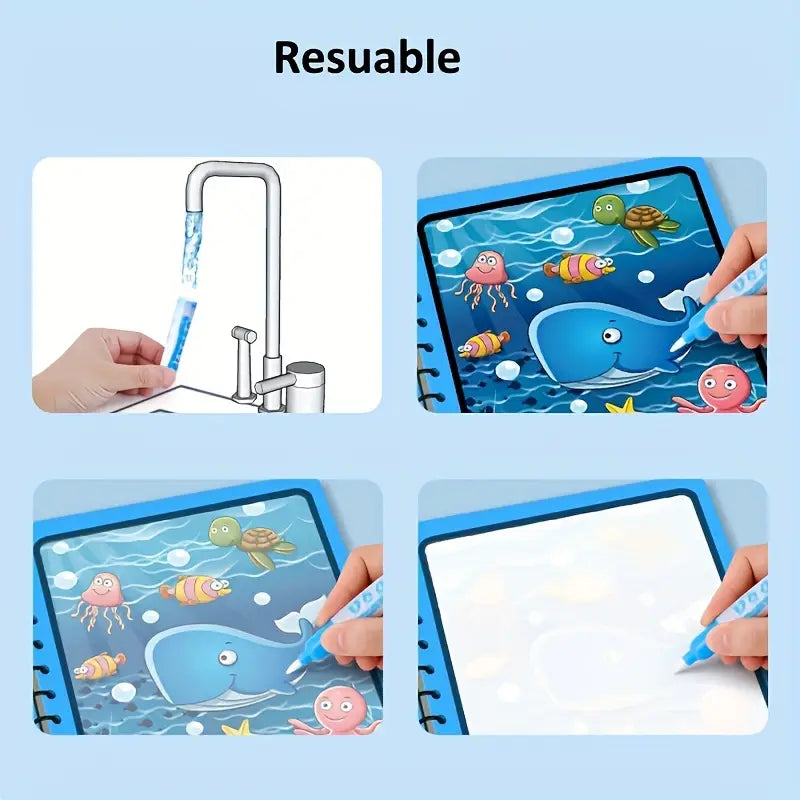 Reusable Magic Water Painting Book Kids Learning