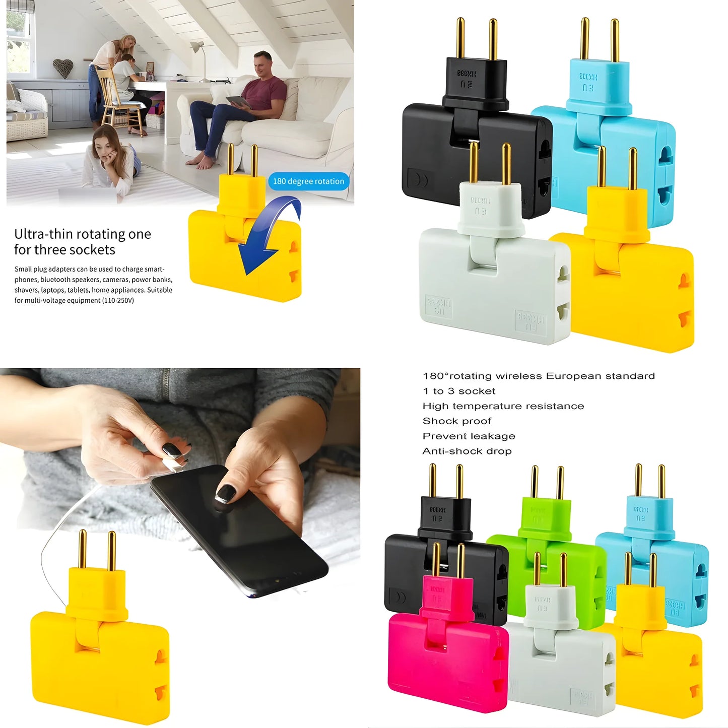 Rotating EU Plug Extender Electronics