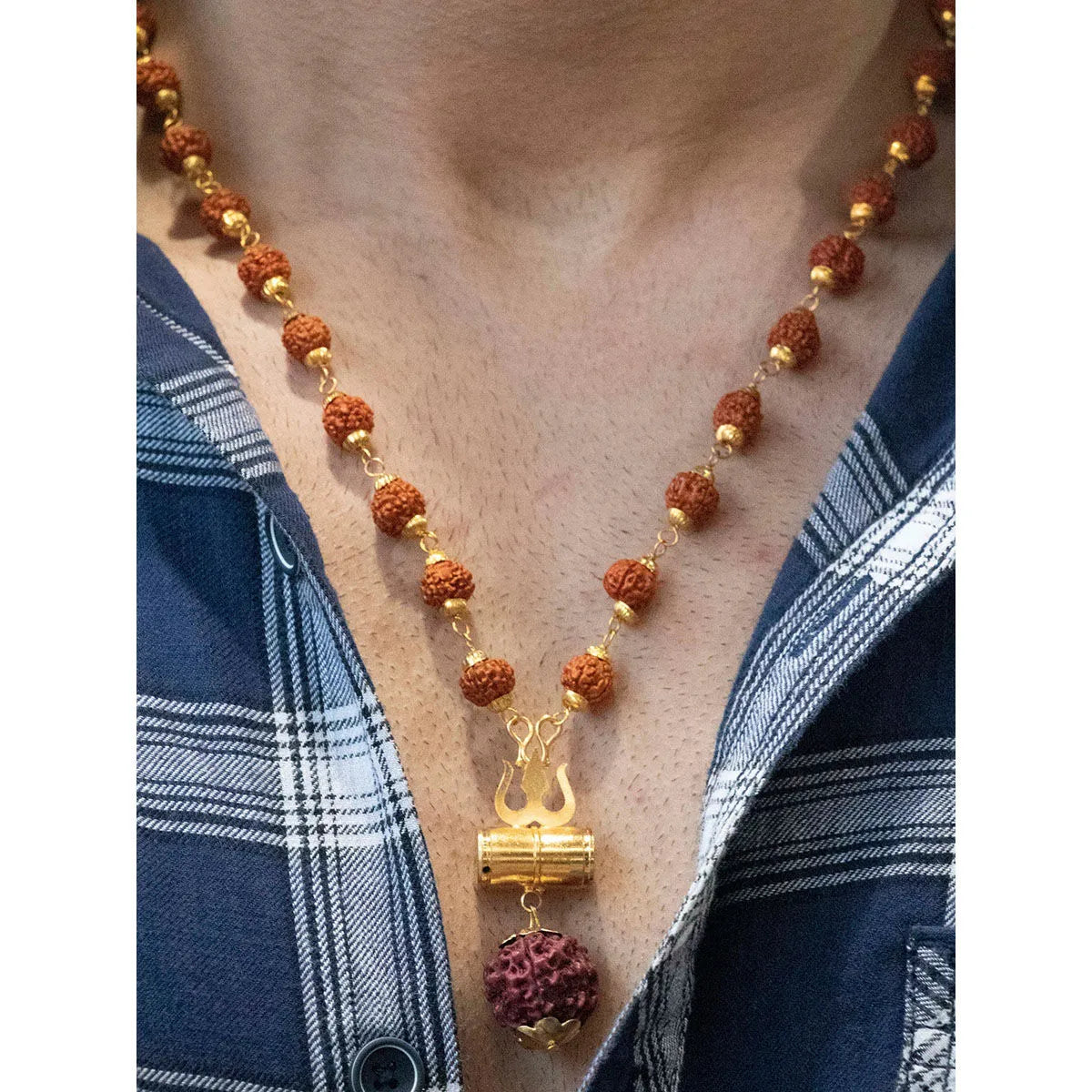 Rudraksha Chain with Trishul Pendant