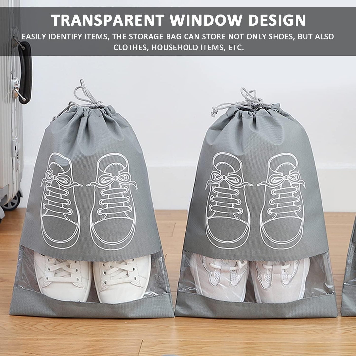 Shoe Bag Transparent Window Portable Travel Dust Proof Shoe Bags