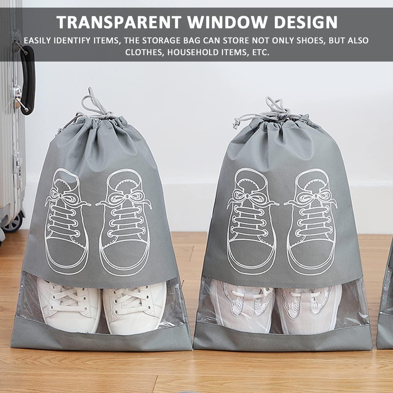 Shoe Bag Transparent Window Portable Travel Dust Proof Shoe Bags