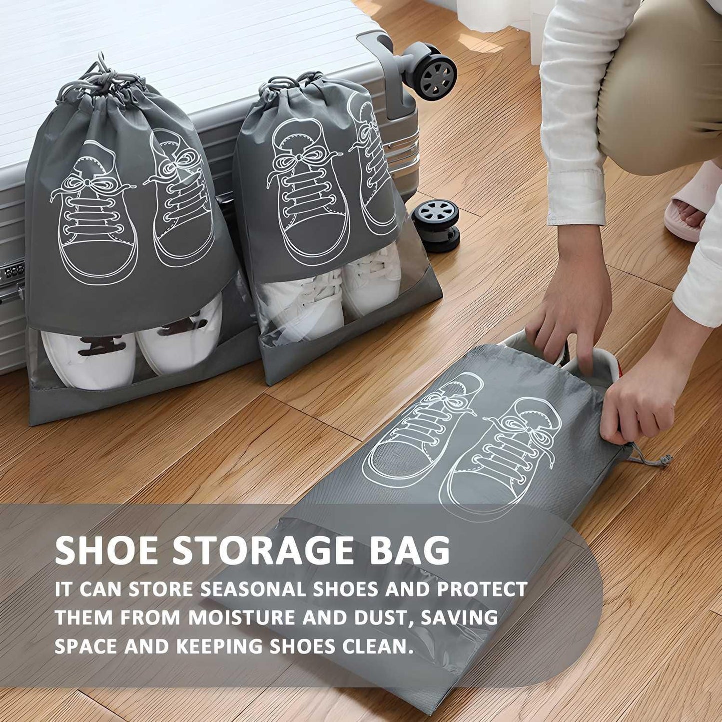 Shoe Bag Transparent Window Portable Travel Dust Proof Shoe Bags