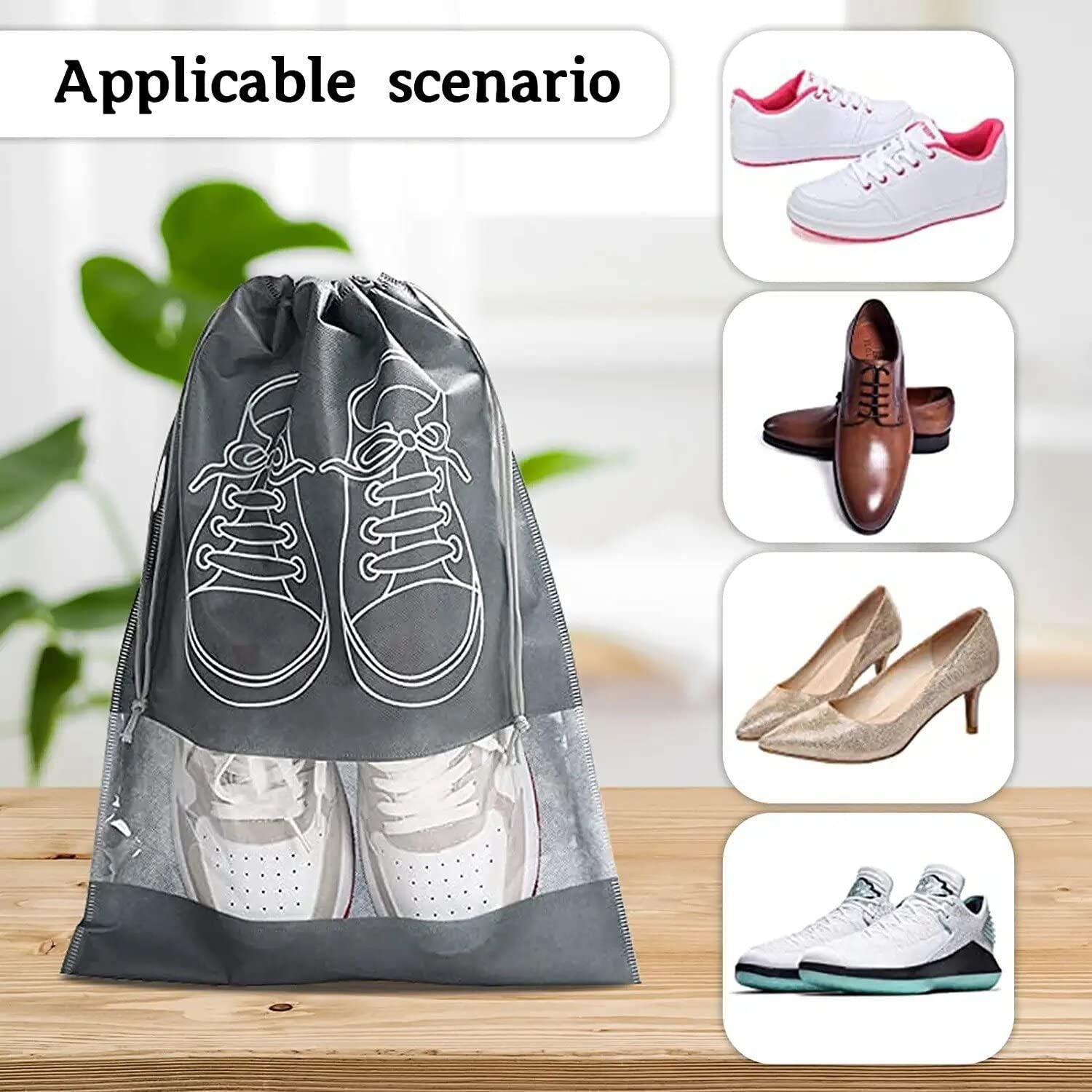Shoe Bag Transparent Window Portable Travel Dust Proof Shoe Bags