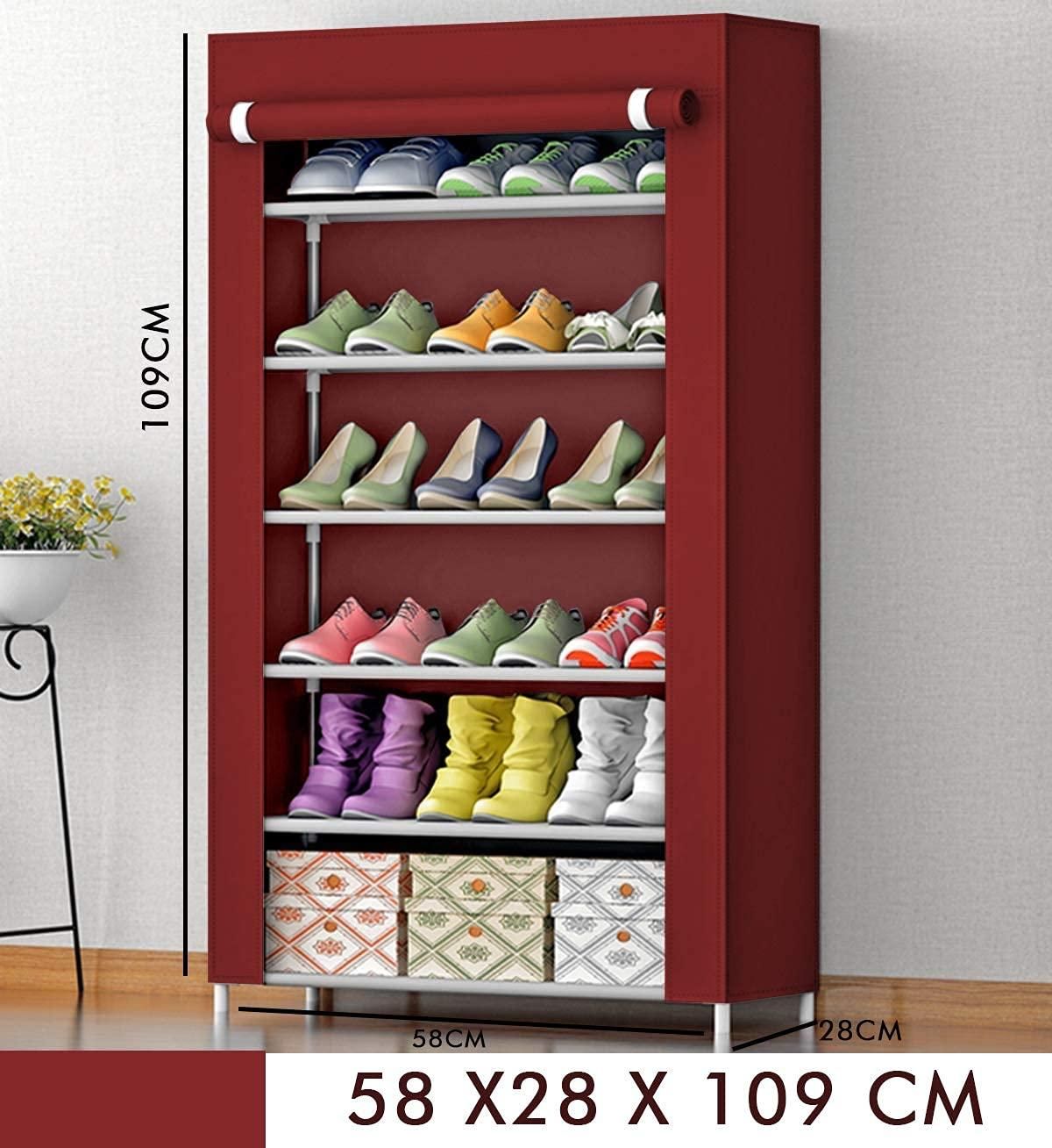 Shoe Rack Stand 6 Layer Steel Tube And Plastic Dustproof & Damp proof Portable Collapsible Shoe Rack Stand(6 Shelves)
