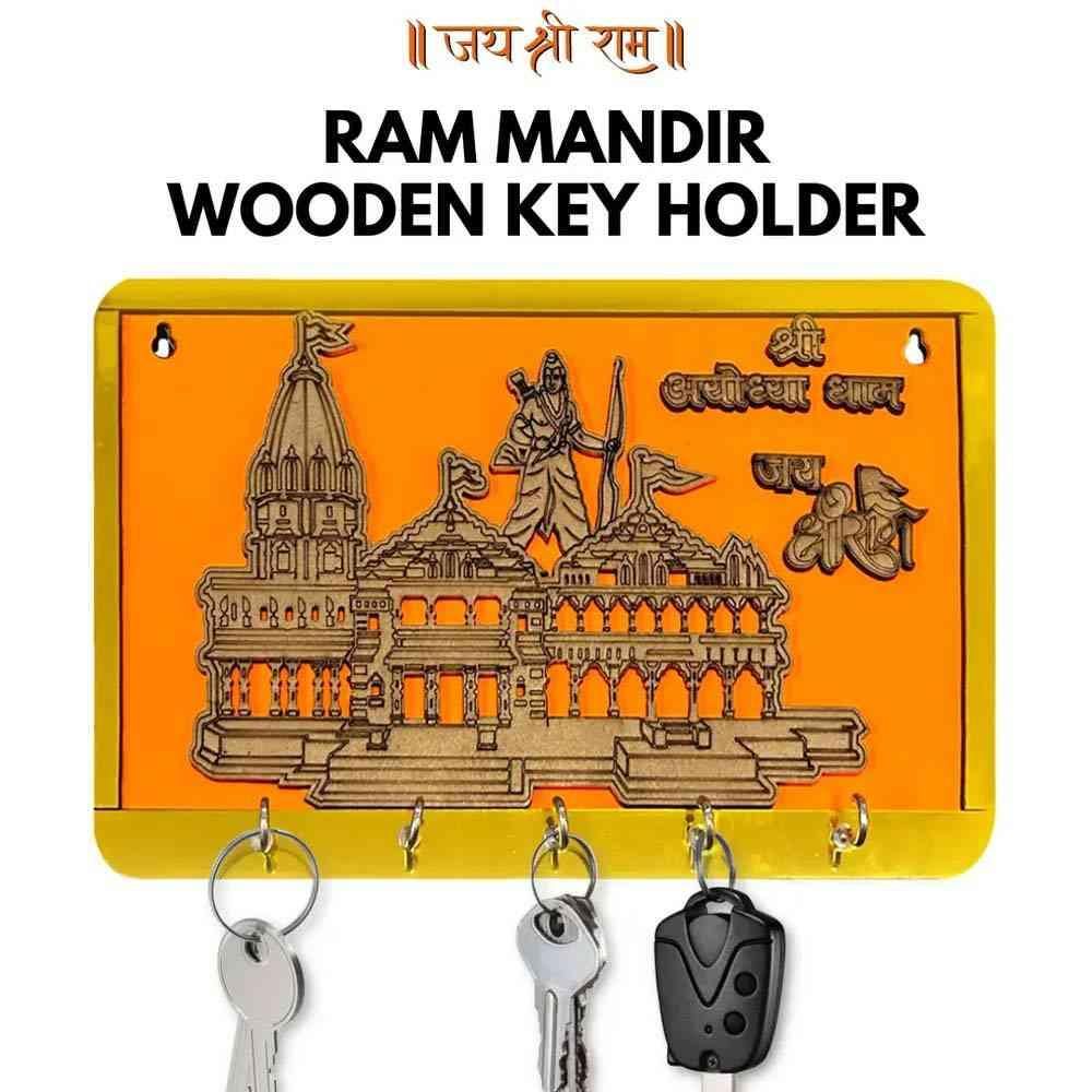 Shree Ram Mandir Ayodhya Model Wooden Key Holder Wooden Key Holder