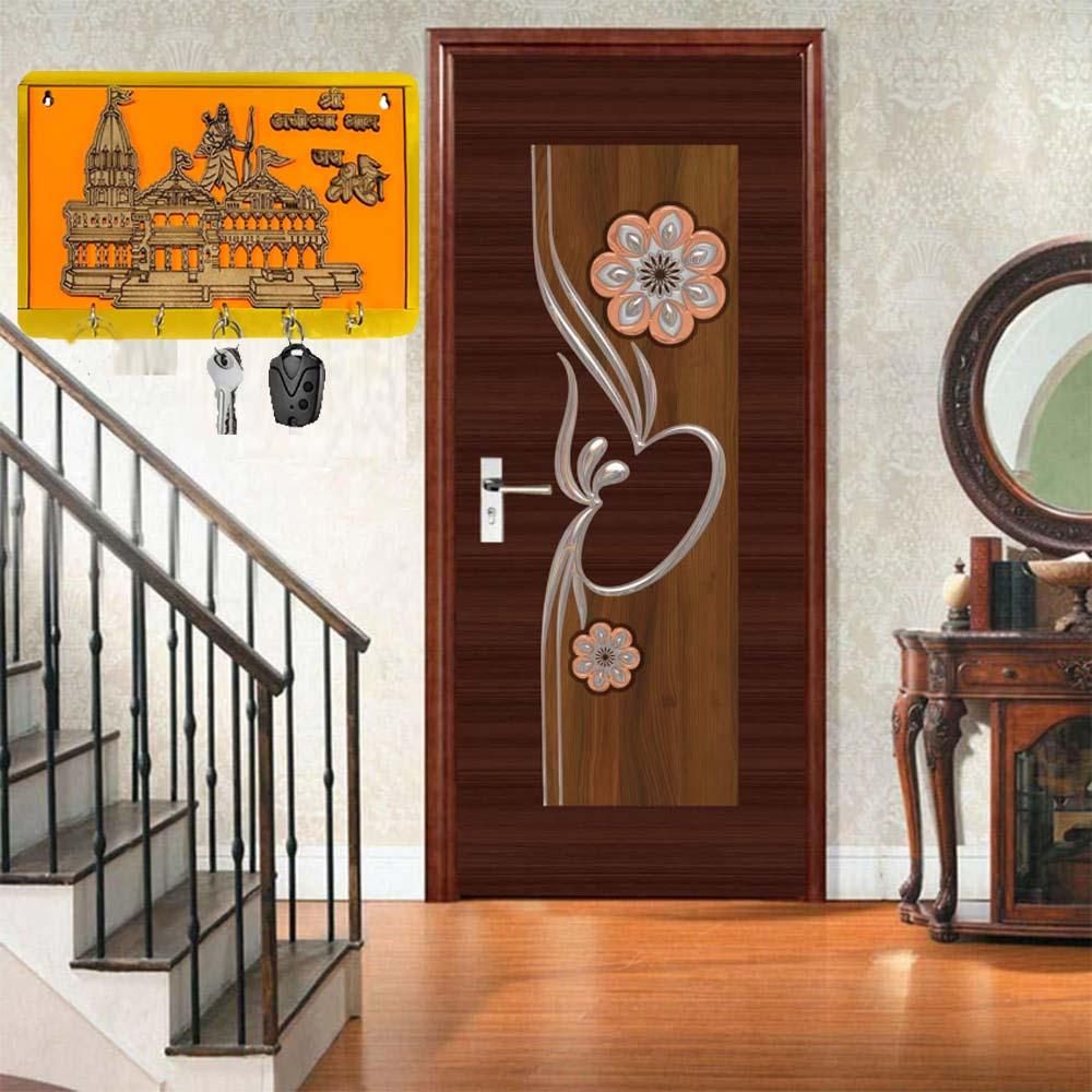 Shree Ram Mandir Ayodhya Model Wooden Key Holder Wooden Key Holder