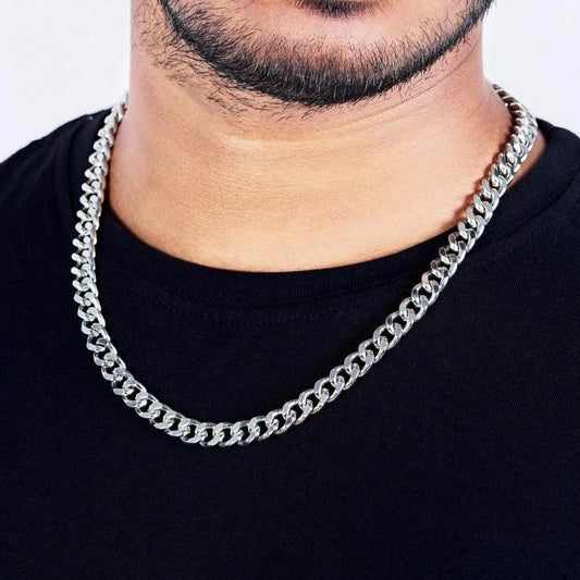 Silver Plated Cuban Style Thick & Heavy Chain For Men jewelry