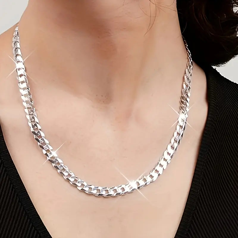 Silver Plated Cuban Style Thick & Heavy Chain For Men jewelry