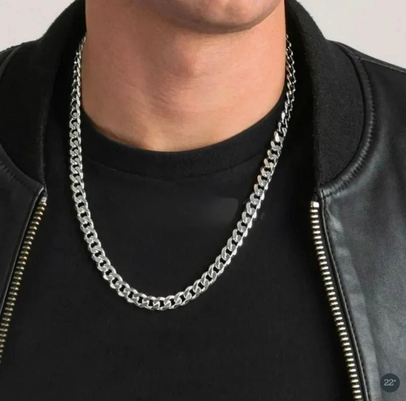 Silver Plated Cuban Style Thick & Heavy Chain For Men jewelry