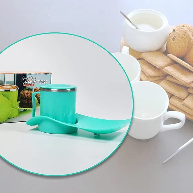 Best snacks tray with steel cup – 350ml - serving trays | 2025 | fast shipping