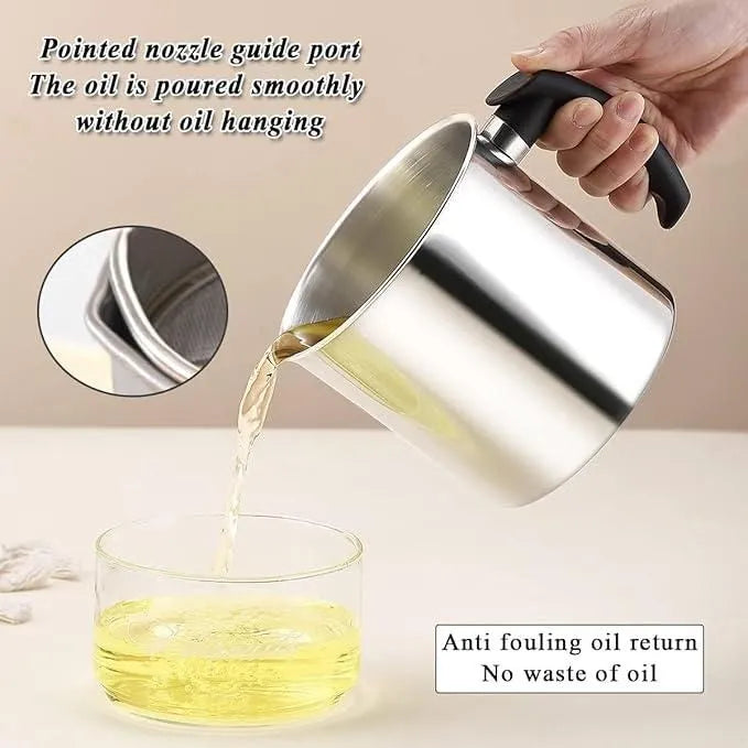 Stainless Steel Oil Pot With Filter & Lid Home & Kitchen