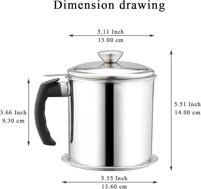 Stainless Steel Oil Pot With Filter & Lid Home & Kitchen