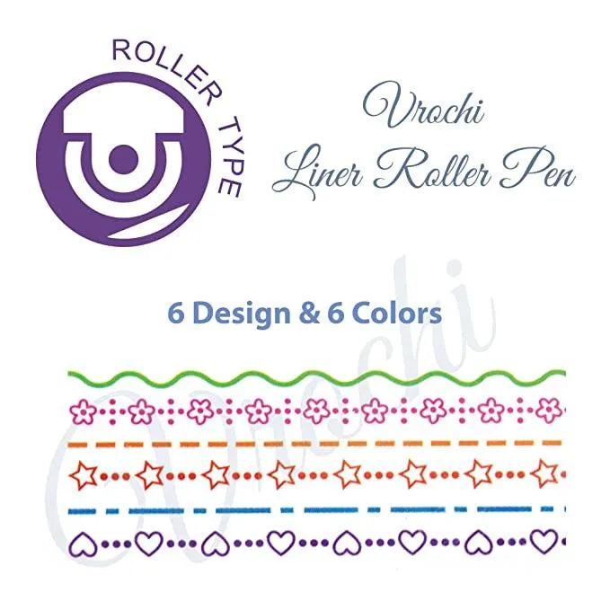 Stamp Pen Liner Pen Roller Type 6 Design and Pack of 6 Color 6 kids activiy
