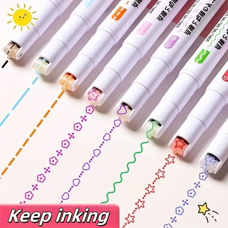 Stamp Pen Liner Pen Roller Type 6 Design and Pack of 6 Color 6 kids activiy