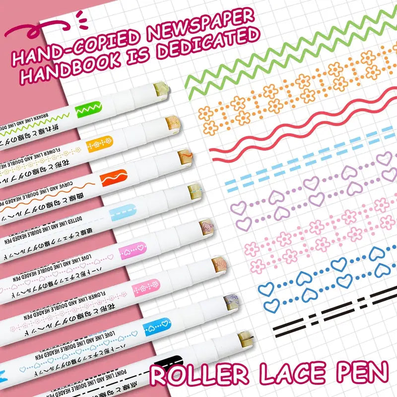 Stamp Pen Liner Pen Roller Type 6 Design and Pack of 6 Color 6 kids activiy