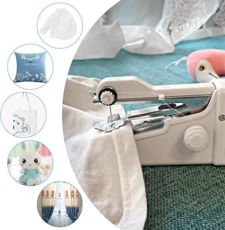 Stitch Handheld Cordless Portable White Sewing Machine Home Accessories
