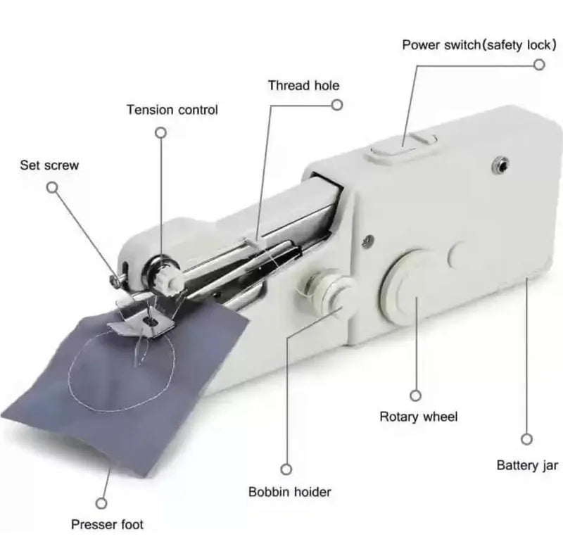 Stitch Handheld Cordless Portable White Sewing Machine Home Accessories