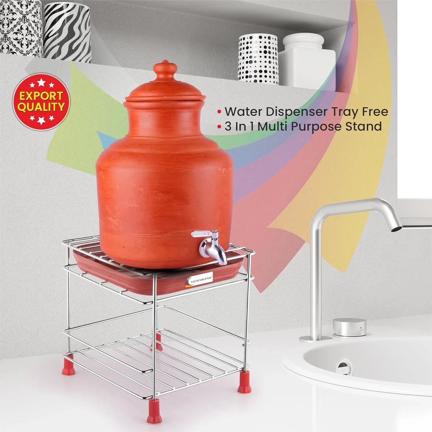 Sturdy Steel Matka Stand with Free Tray Home & Kitchen