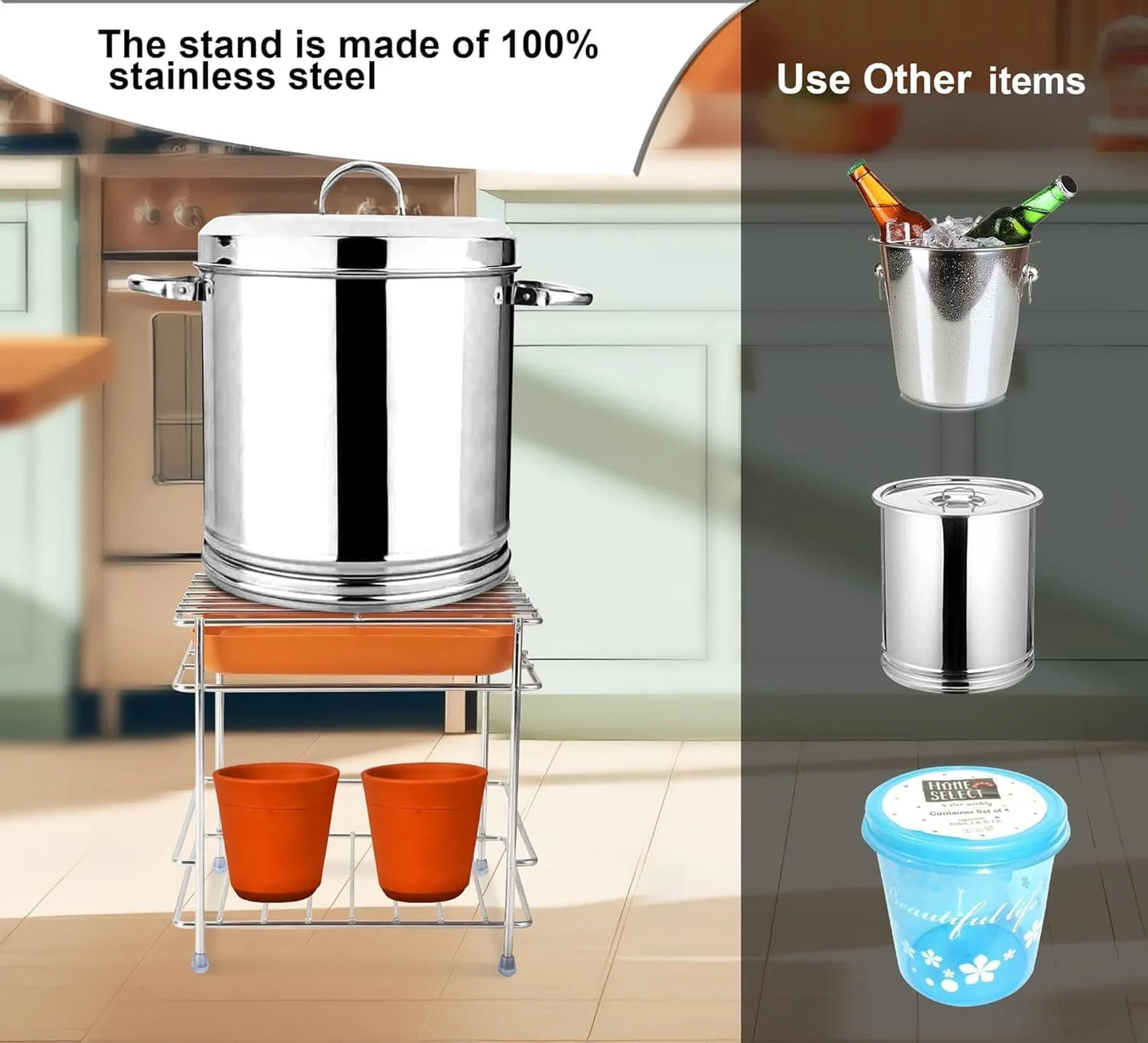 Sturdy Steel Matka Stand with Free Tray Home & Kitchen
