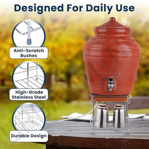 Sturdy Steel Matka Stand with Free Tray Home & Kitchen
