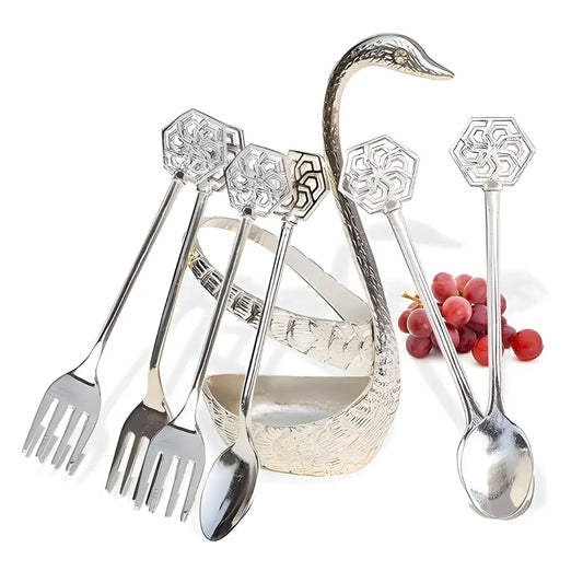 Swan Base Fork Holder With Fork Set for Kitchen & Home Decor
