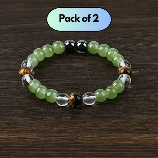 Tiger’s Eye Stone and Crystal Beads Bracelet Pack of 2 jewelry