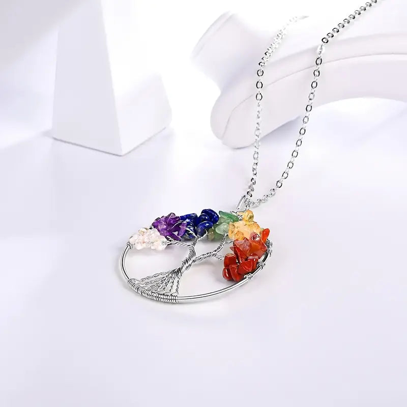 Tree of Life with 7 Chakra Pendant with chain jewelry