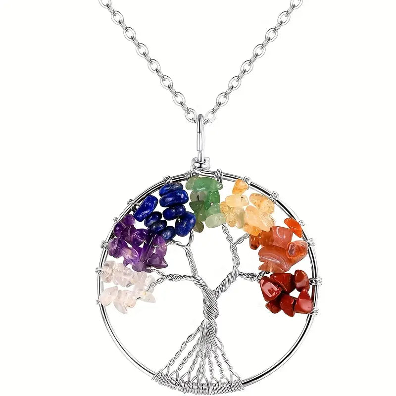 Tree of Life with 7 Chakra Pendant with chain jewelry