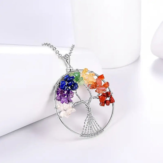 Tree of Life with 7 Chakra Pendant with chain jewelry
