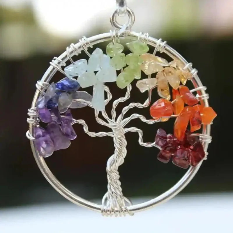 Tree of Life with 7 Chakra Pendant with chain jewelry