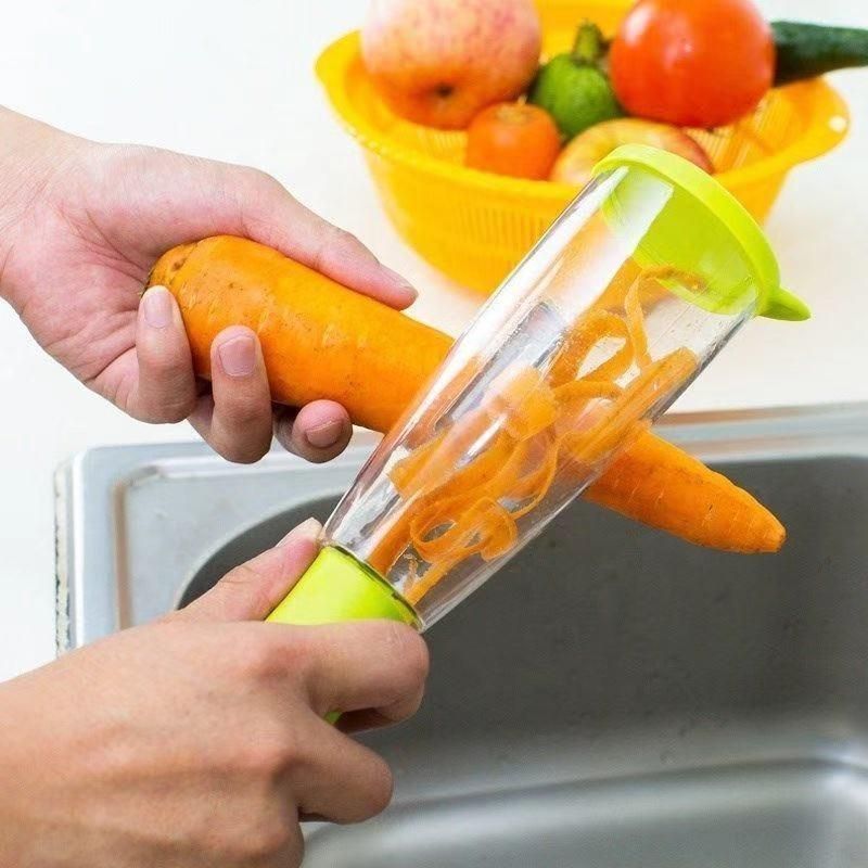 Vegetable and Fruit Peeler with Container – Stainless Steel Blade